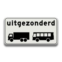 Verkeersbord RVV - OB63 Uitgezonderd vrachtauto's & bussen